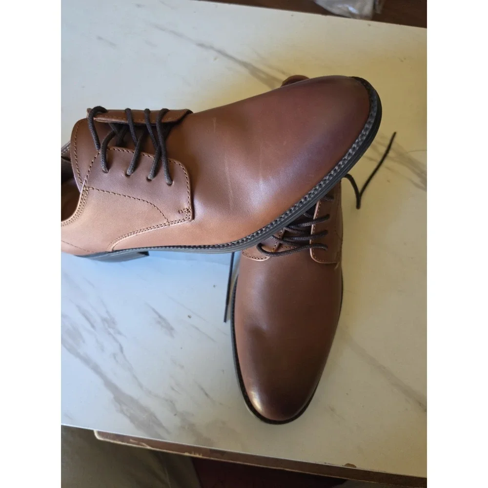Calvin Klein Men's Carl Smooth Calf Leather Oxford Shoes Brown/Tan Size 7.5